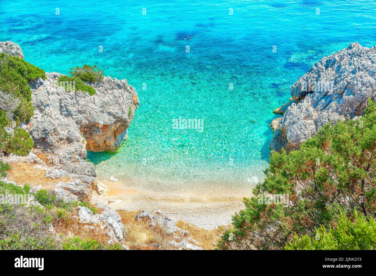Landschaft mit Kato Lagadi Beach in Kefalonia, Ionische Insel, Griechenland Stockfoto