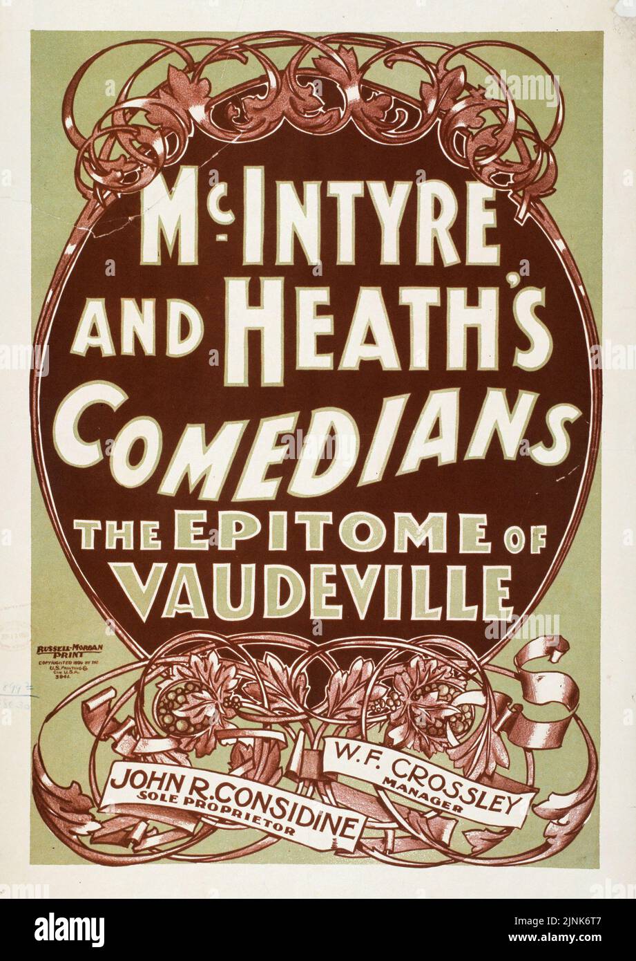 James McIntyre und Thomas Heaths Komiker der Inbegriff von Vaudeville (1899) Alleininhaber John R. Considine, Manager W. F. Crossley. Poster von U.S. Printing Co Stockfoto