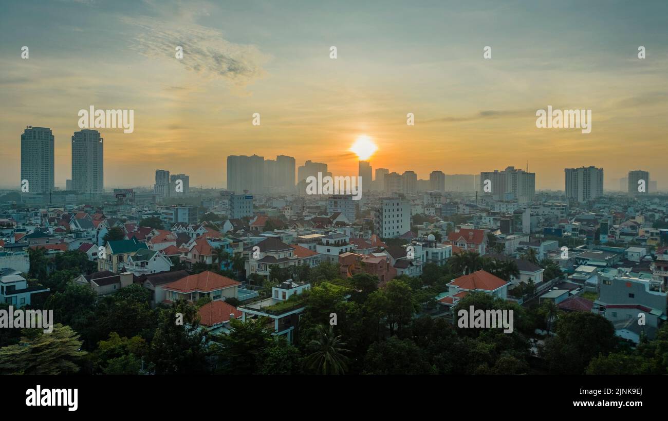 24. Juni 2022: Panorama des Wohngebiets Landmark, in dem sich ein 81-stöckiges Gebäude befindet, im Stadtteil Binh Thanh, Ho Chi Minh City Stockfoto