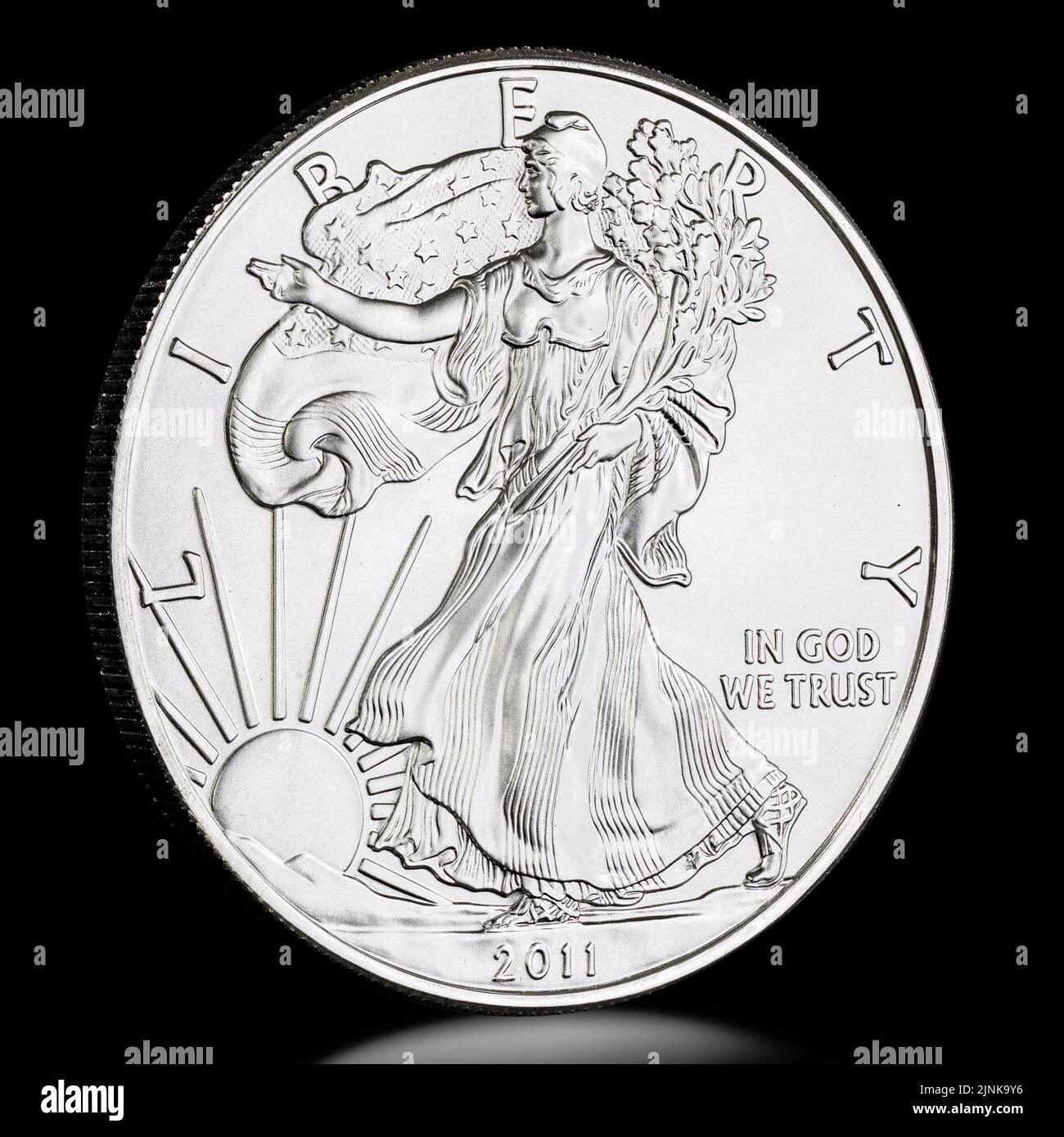 2011 Silver Eagle Dollar Vorderseite Stockfoto