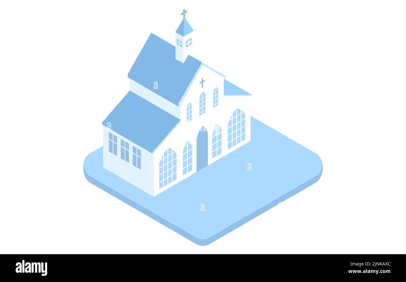 Christliche Kirche Ikone Illustration isometrisch Stock Vektor