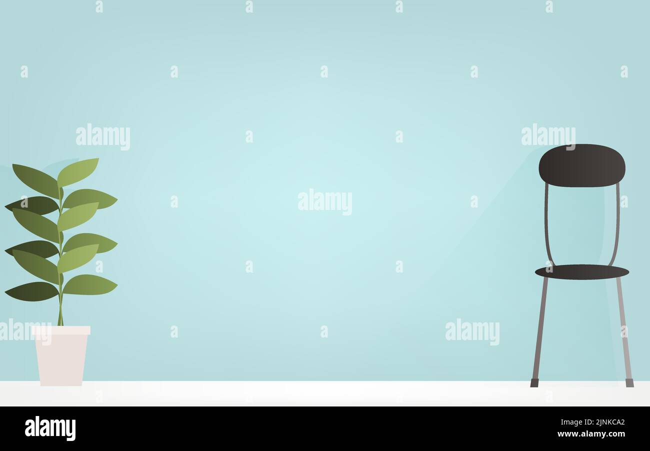 Hintergrundmaterial: In der Nähe der Wand, wo Laubpflanzen und Stühle platziert werden Stock Vektor