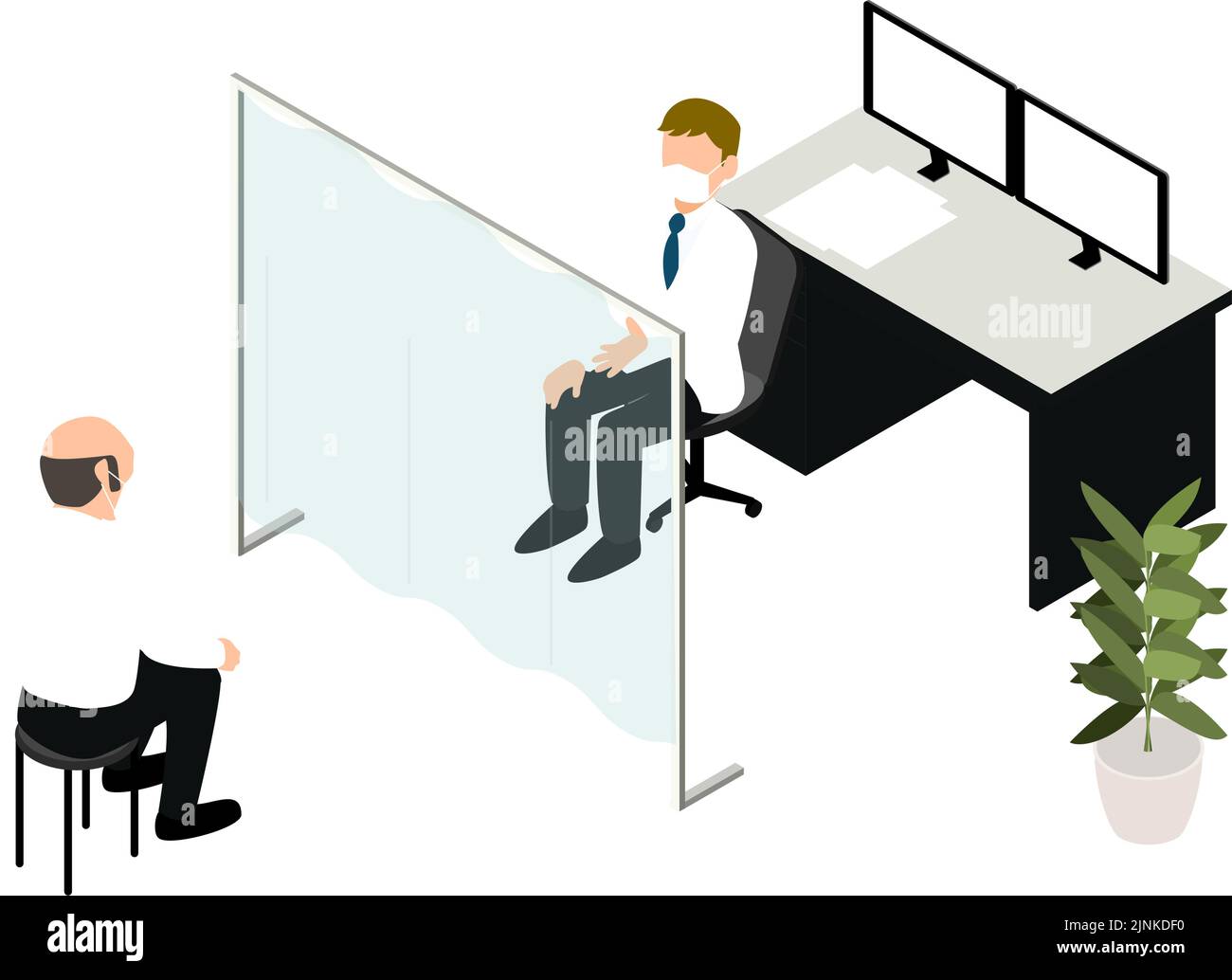 Untersuchungsraum mit transparenten Vorhängen, um Infektionskrankheiten zu verhindern Isometrisch Stock Vektor