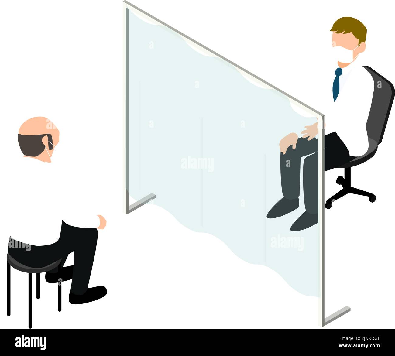 Untersuchungsraum mit transparenten Vorhängen, um Infektionskrankheiten zu verhindern Isometrisch Stock Vektor