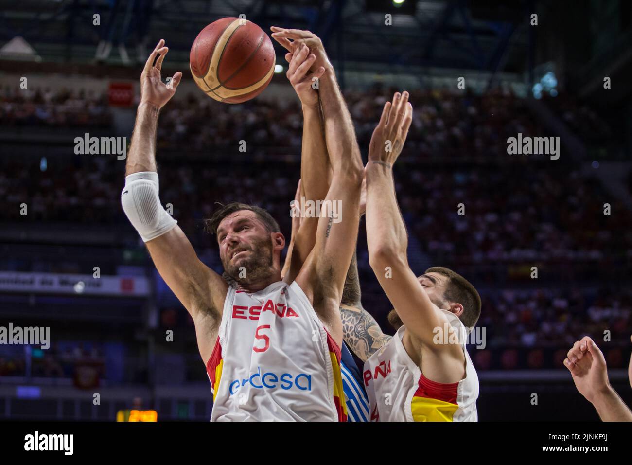 Madrid, Spanien. 11. August 2022. Rudy Fernándezwährend eines Freundschaftsspiel zwischen Spanien und Griechenland zur Vorbereitung auf die Basketball-Europameisterschaft der Männer 2023, das am 11. 2022. August im Wizink Center in Madrid (Spanien) gefeiert wurde. Spanien gewann 87 - 80 (Foto: Juan Carlos García Mate/Pacific Press/Sipa USA) Quelle: SIPA USA/Alamy Live News Stockfoto