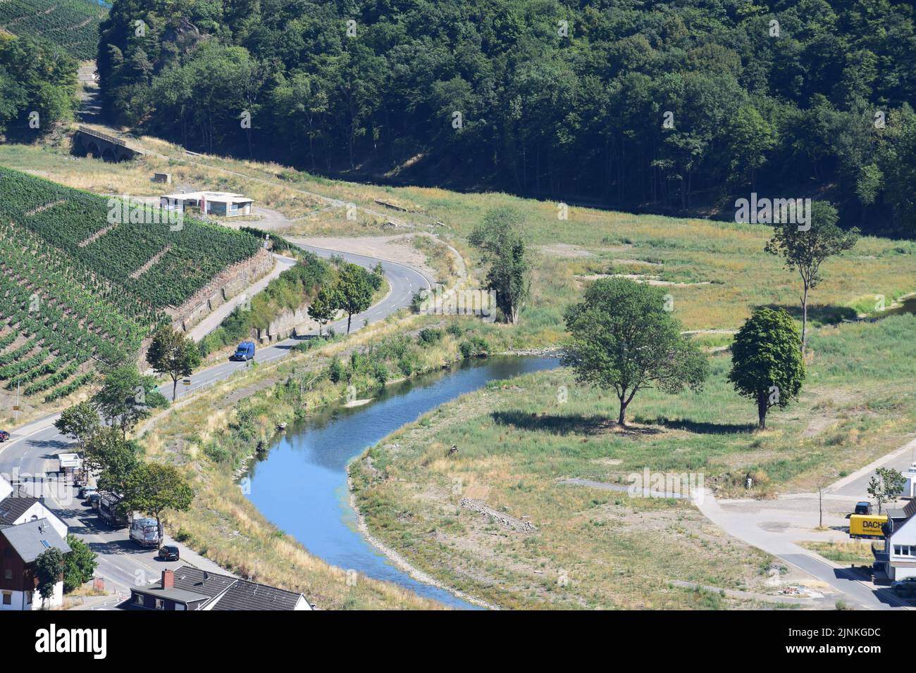Ahrtal ein Jahr nach der Flut, Dernau Stockfoto