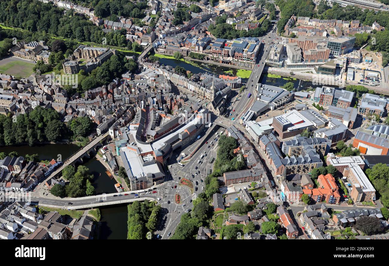 Luftaufnahme des Stadtzentrums von Durham, County Durham Stockfoto