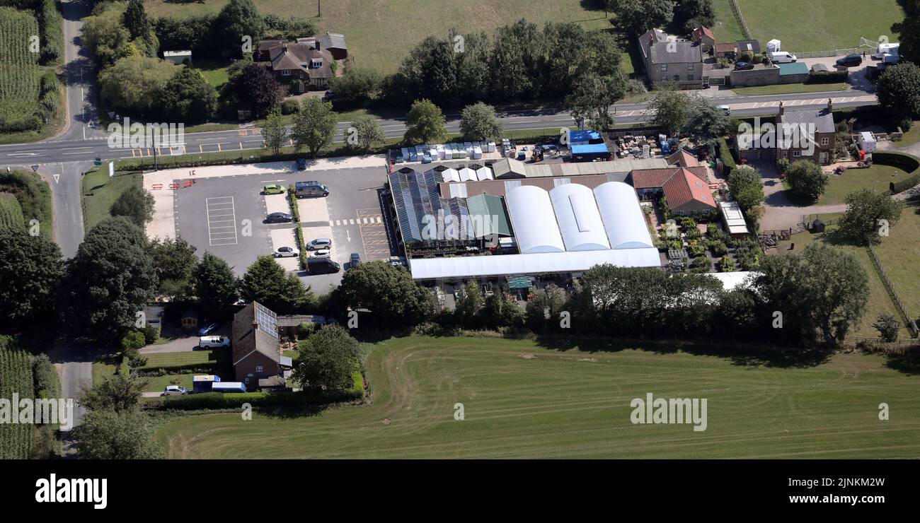 Luftaufnahme des Harrogate Garden Center, Bishop Monkton, in der Nähe von Ripon, North Yorkshire Stockfoto