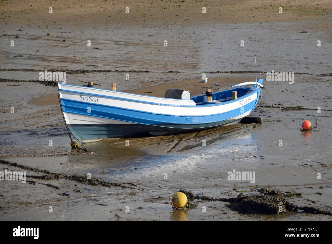 Angelboot in Whitby, North Yorkshire Coast Stockfoto