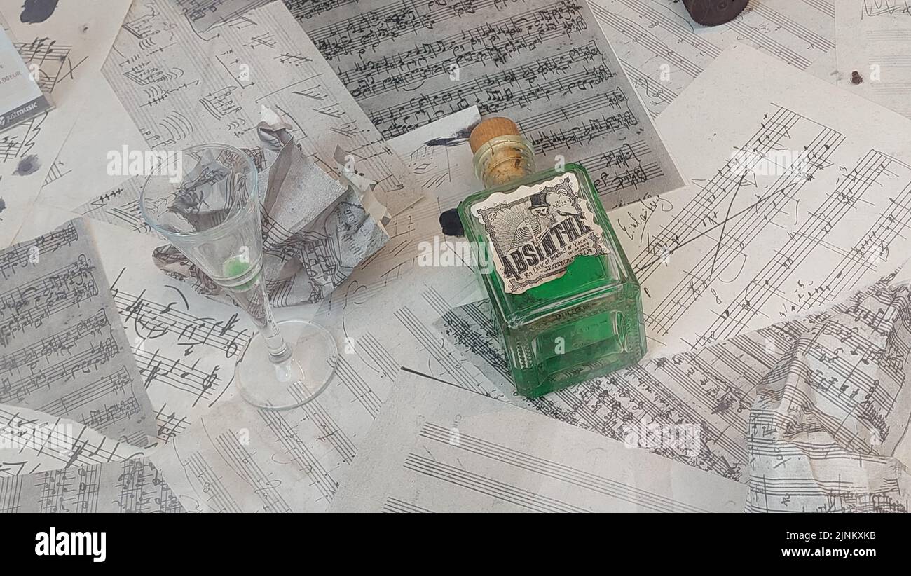 Musik, komponieren, absinth, musics, composes Stockfoto