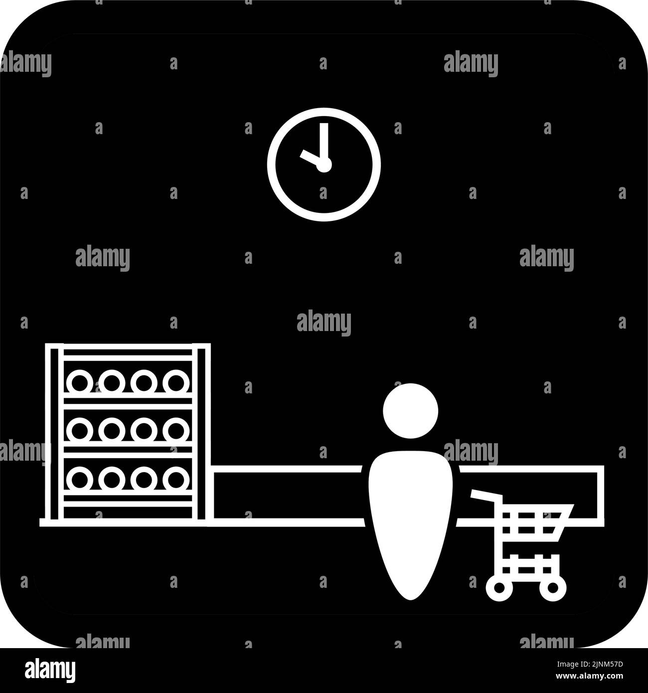 Symboldarstellung zum Einkaufen in einer Zeit, in der es nur wenige Menschen gibt Stock Vektor