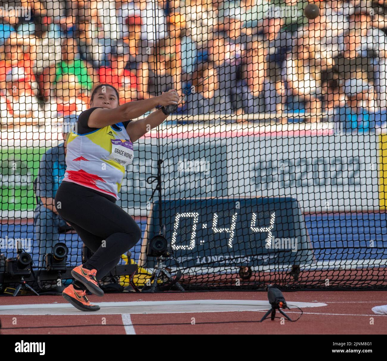 Xiu Mei Grace Wong aus Malaysia tritt am 6.. August beim Frauenhammer-Finale der Commonwealth Games im Alexander Stadium, Birmingham, England, an Stockfoto