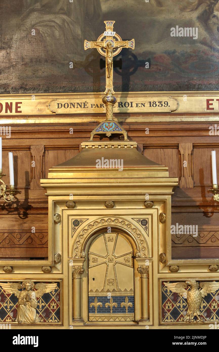 Tabernakel. Chapelle Saint-Cloud. Eglise Saint-Clodoald. Saint-Cloud. Ile-de-France. Frankreich. Europa. Stockfoto