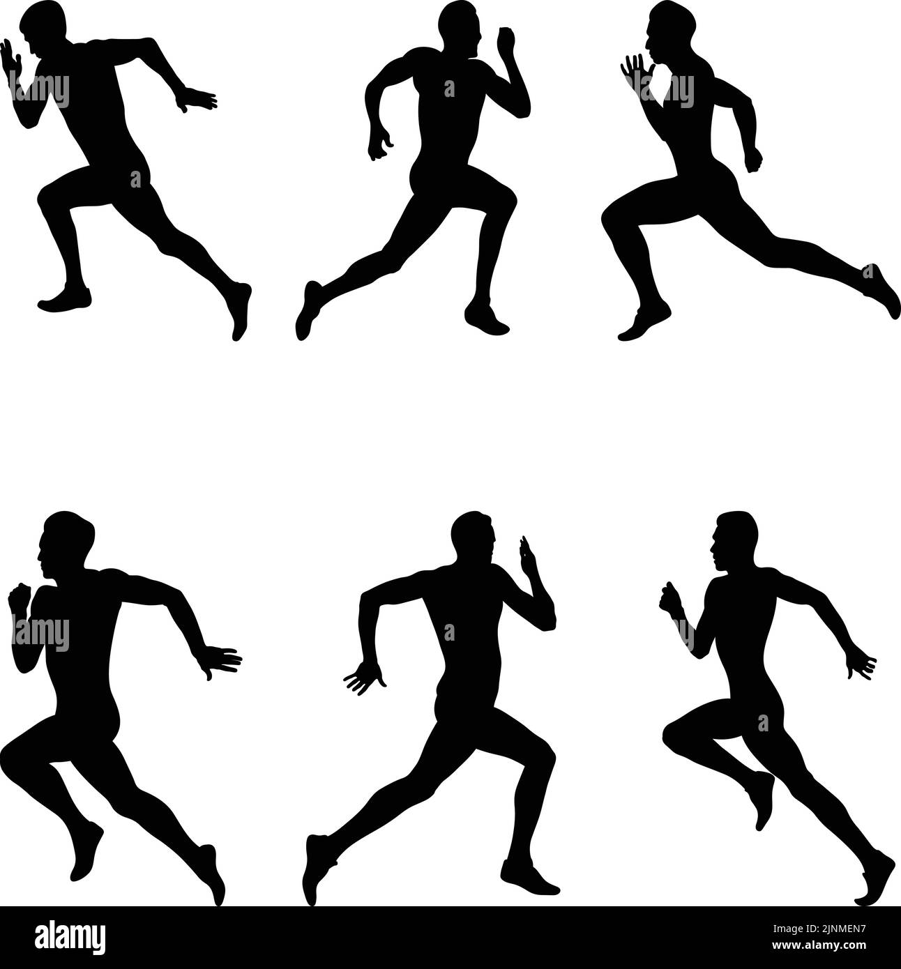 Setze schwarze Silhouette Athlet Running Sprint Vektor Stock Vektor