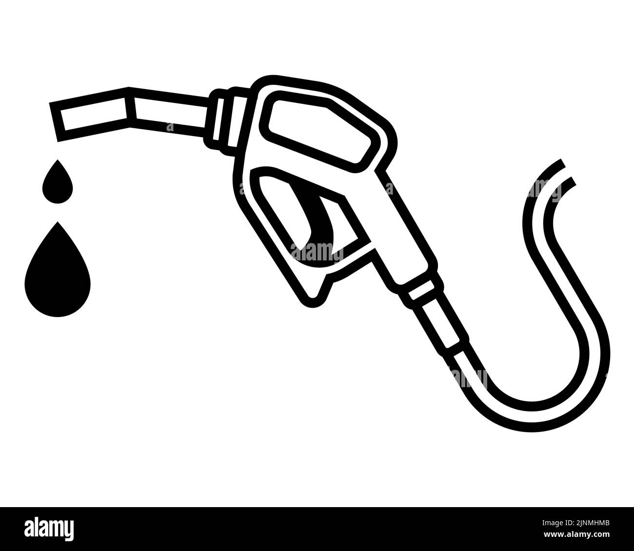 Schwarzes lineares Symbol einer Pistole an einer Tankstelle zum Nachfüllen des Tanks mit Benzin. Kraftstoffmangel für das Auto. Flache Vektordarstellung Stock Vektor