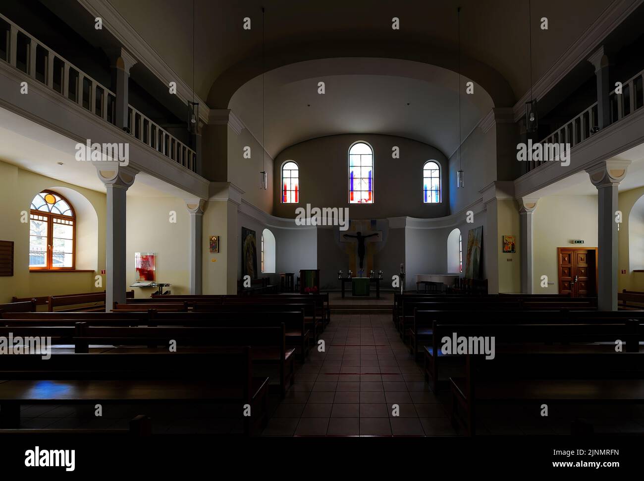 Innenraum der lutherischen Kirche St. Katharina in Kiew Ukraine Stockfoto