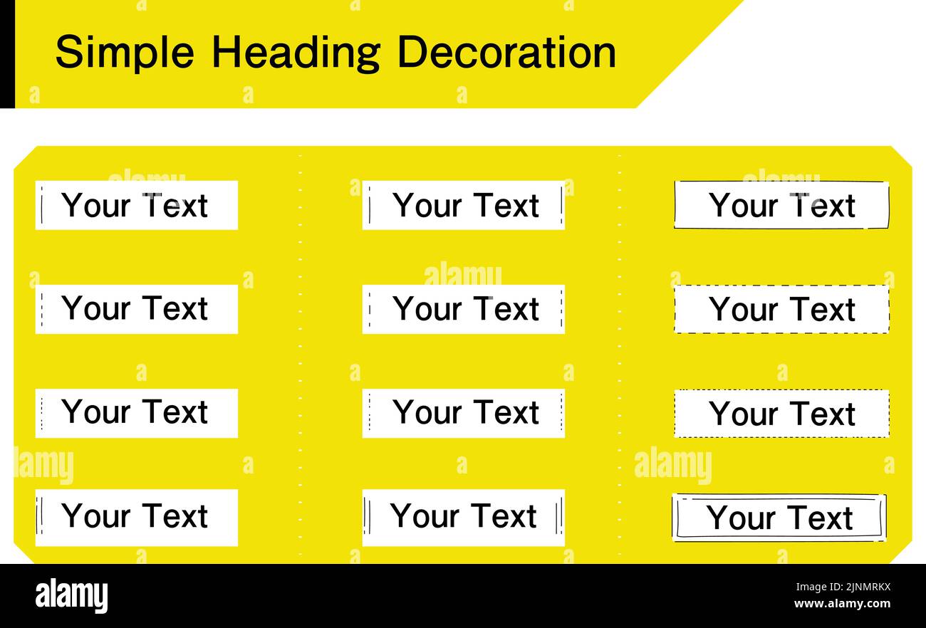 Einfache headline decoration line, box line, weißer Hintergrund auf gelbem Hintergrund Stock Vektor