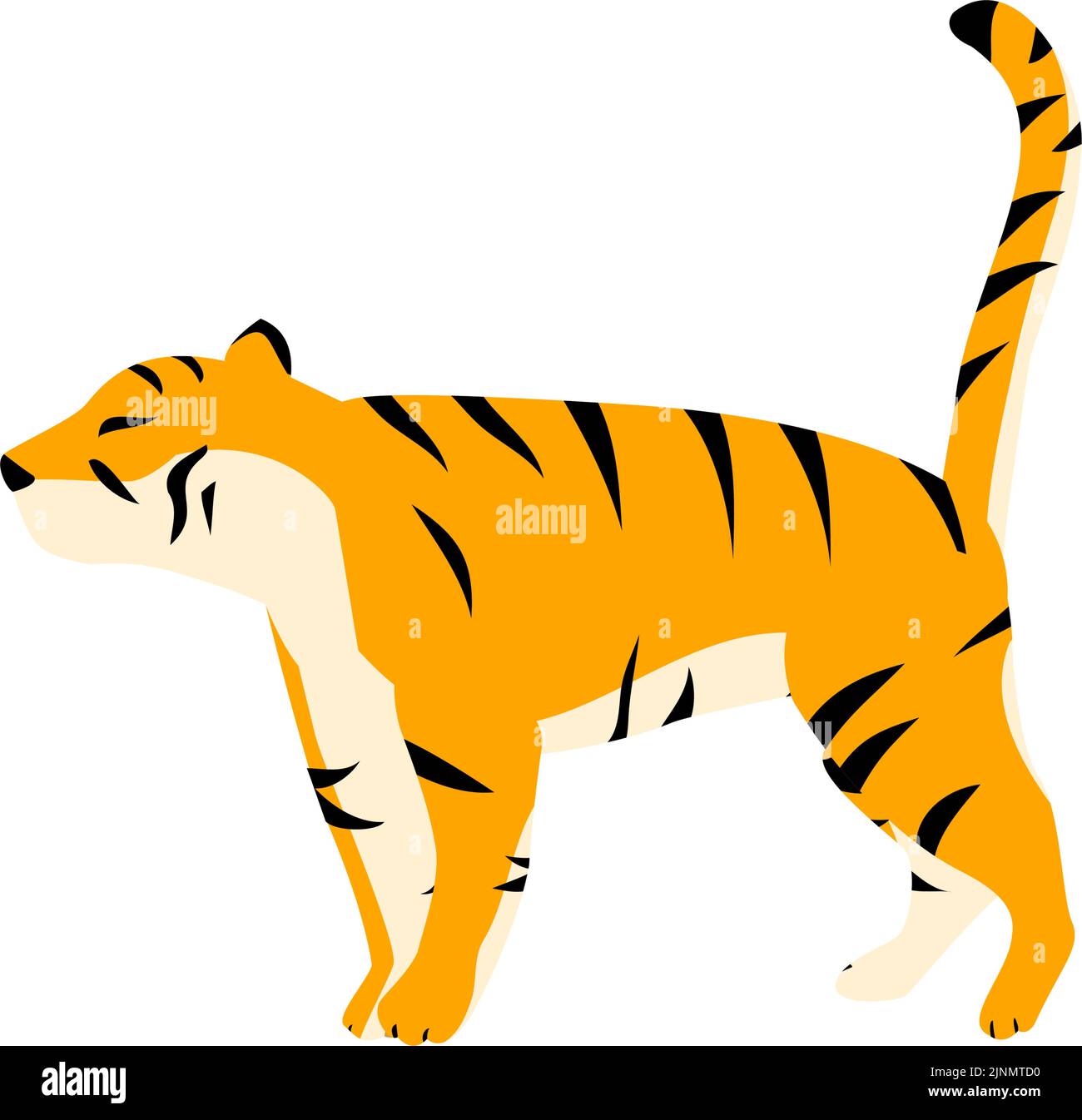Einfache Tiger-Pose-Illustration, stehend Stock Vektor