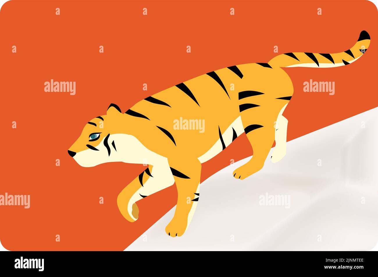 Neujahrskarte des Tigers, der auf die Felsen tritt, 2022 Tigerjahr Stock Vektor
