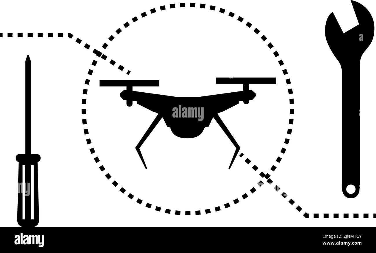 Ein einfaches Symbol, das die Einhaltung von Drohnenbestimmungen und Inspektionen vor dem Flug anzeigt Stock Vektor