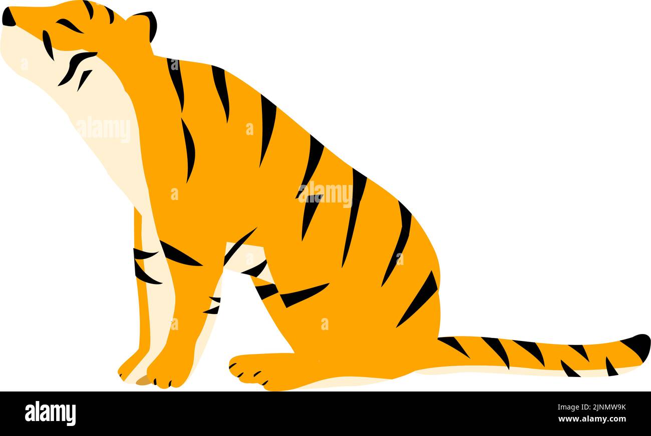 Einfache Tiger Pose Illustration, sitzend Stock Vektor