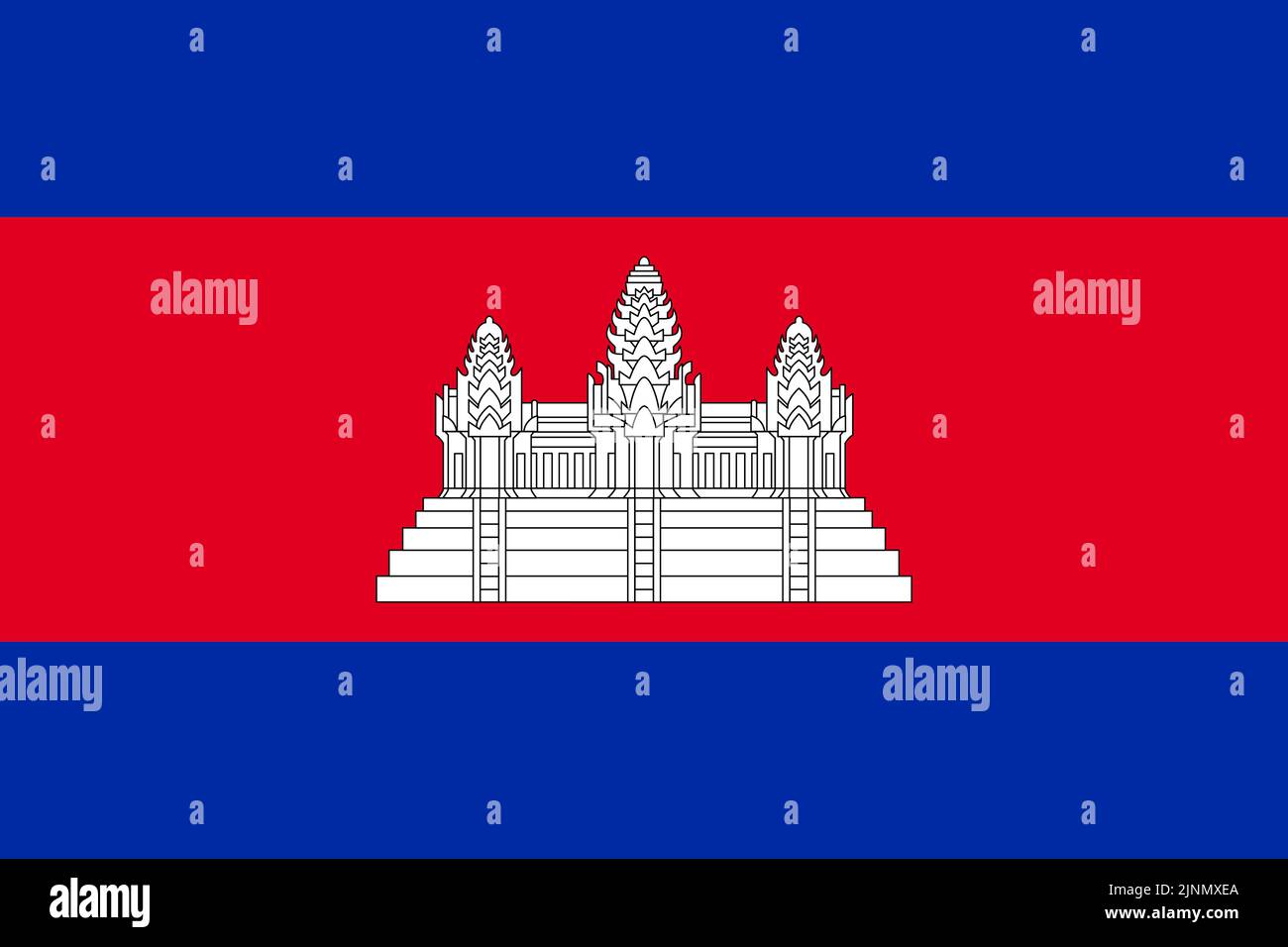 Die Nationalflagge der Welt, Kambodscha Stock Vektor