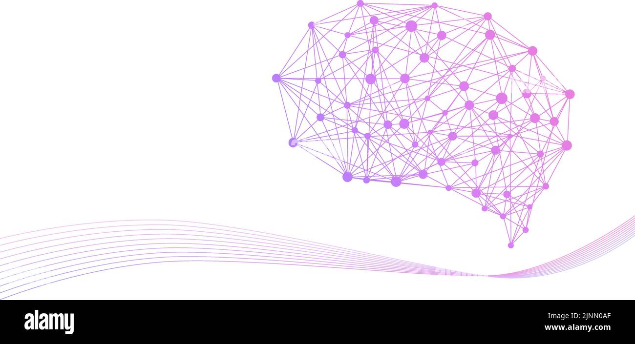 Abstrakte, technologische und optimierte Bilder, die ein Gehirn mit Gradienten imitieren. Stock Vektor