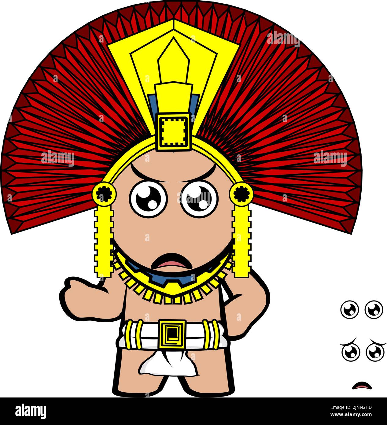 Lustige azteken Kind mexikanischen gott Cartoon-Set im Vektorformat Stock Vektor