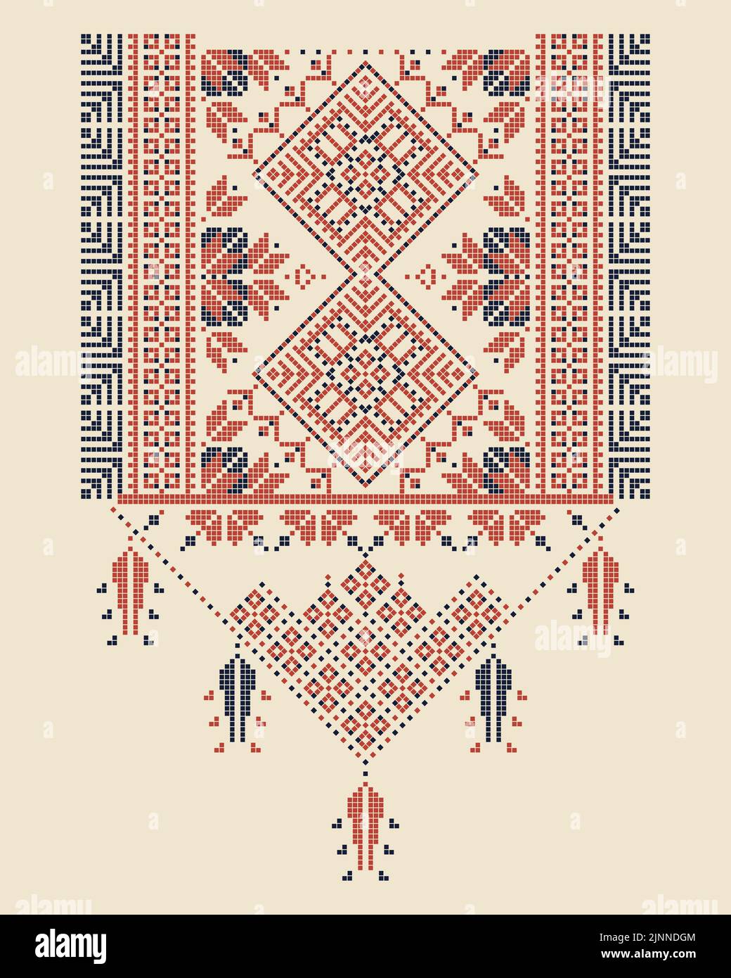 Vector pattern Design mit Palästinensischen traditionelle Stickereien Motiv Stockfoto