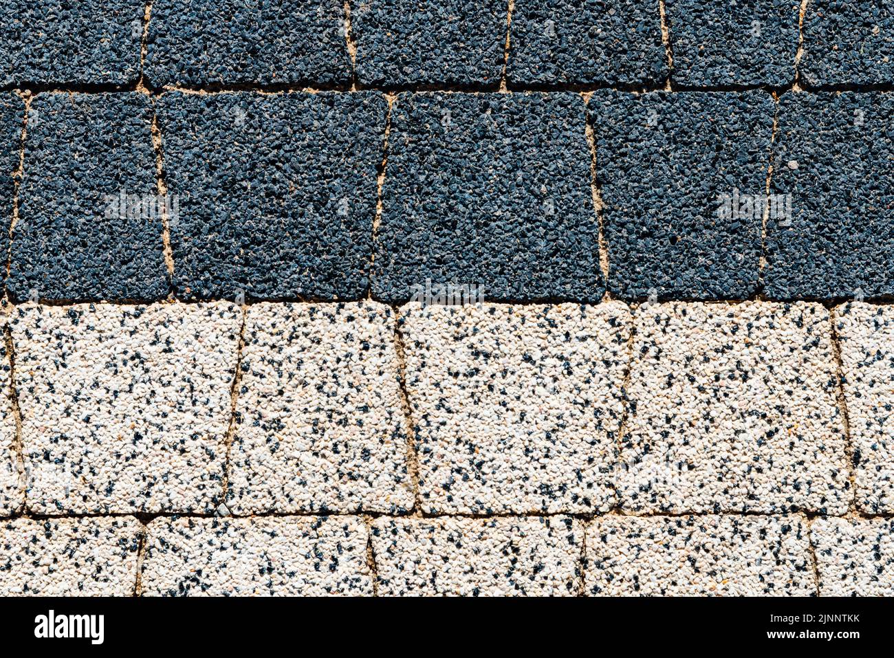 Gartenterrasse im Hinterhof Stein Ziegelsteinpflaster Hardscape Layout Design.Draufsicht.Outdoor. Stockfoto