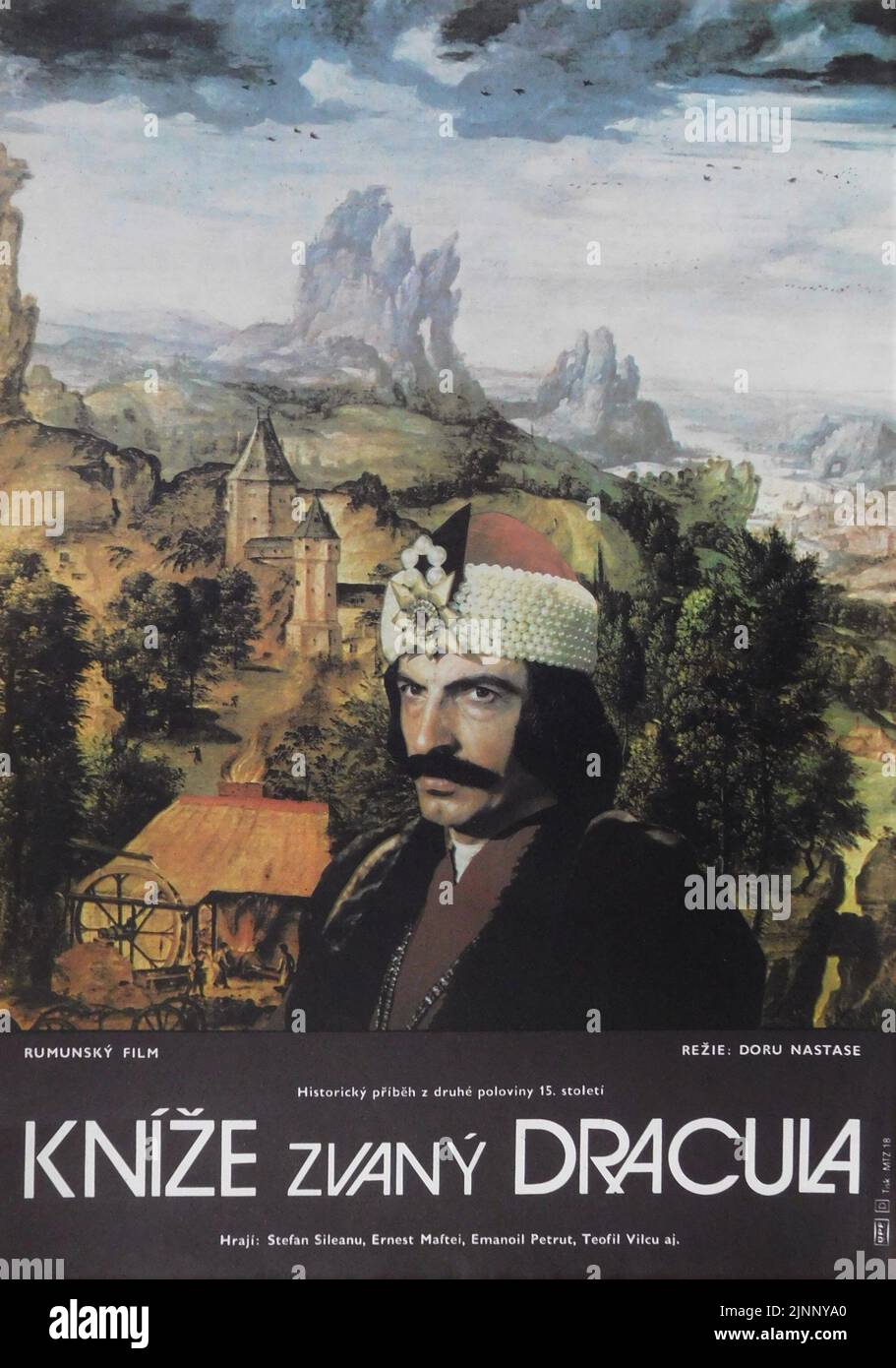 Tschechisches Plakat für STEFAN SILEANU in VLAD TEPES / KNIZE ZVANY DRACULA (Ein PRINZ NAMENS DRACULA) / VLAD DER IMPALER : DAS WAHRE LEBEN VON DRACULA 1979 Regisseure DUMITRU FERNOAGA und DORU NASTASE Schriftsteller Mircea Mohor Romania Film Stockfoto