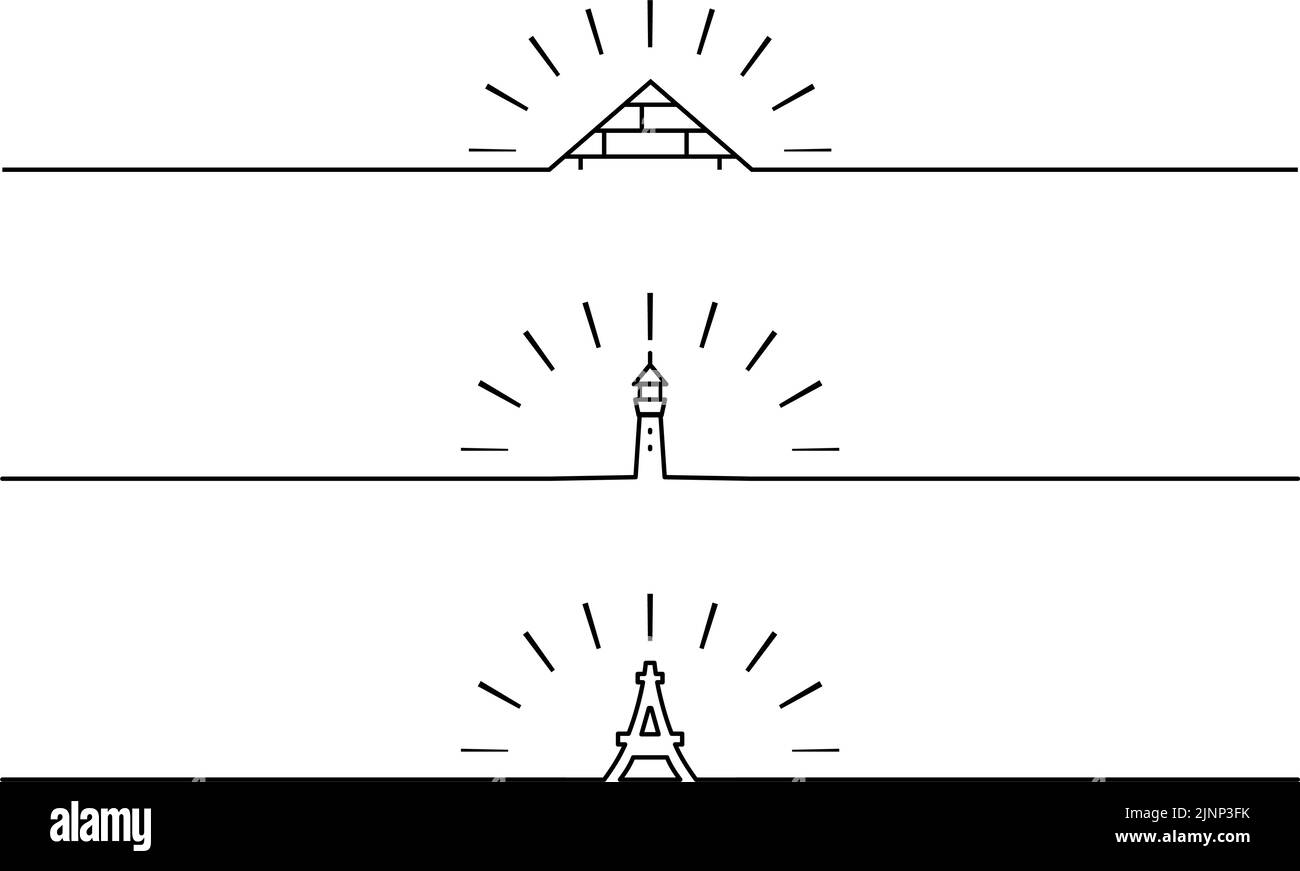 Einfacher Titel, Dekorationen, Leuchtturm Der Ägyptischen Pyramiden, Turm Stock Vektor