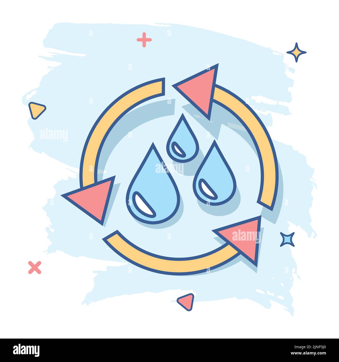 Vektor cartoon Wasserkreislauf Symbol im Comic-stil. Recycling Zeichen Abbildung Piktogramm. Ökologie business splash Wirkung Konzept. Stock Vektor