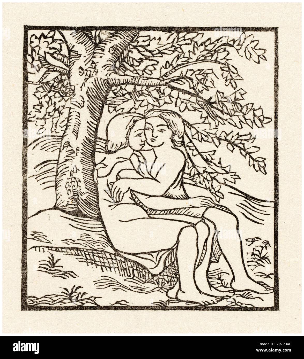 Aristide Maillol, Daphnis und Chloe umarmen sich unter einer Eiche, Druck, 1937 Stockfoto