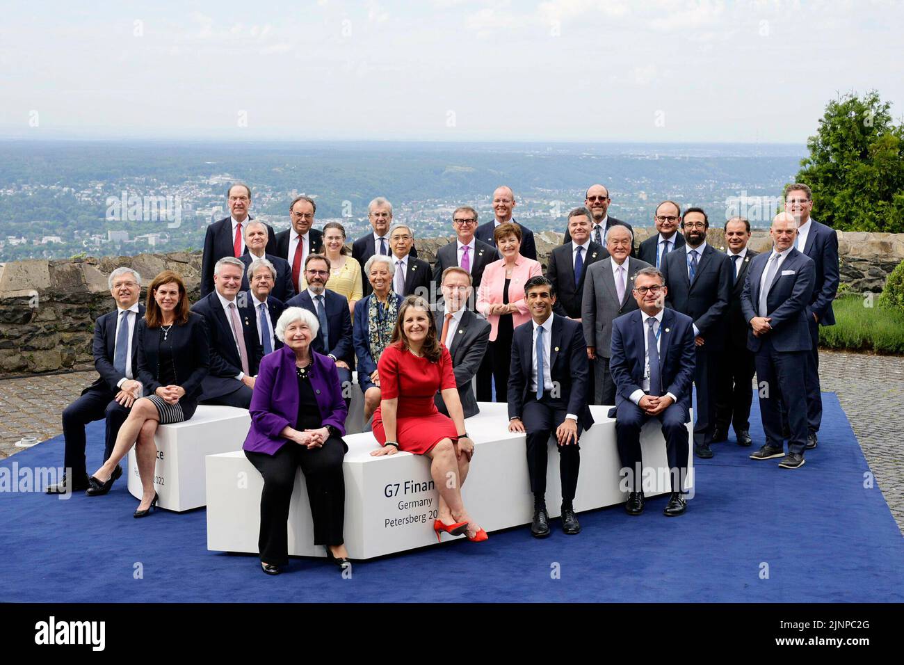 Familienbild beim Treffen der G7 Finanzminister in Königswinter, 19. Mai 2022. Deutschland hat in diesem Jahr die Präsidentschaft der Gruppe der Sieben (G7) inne. Stockfoto