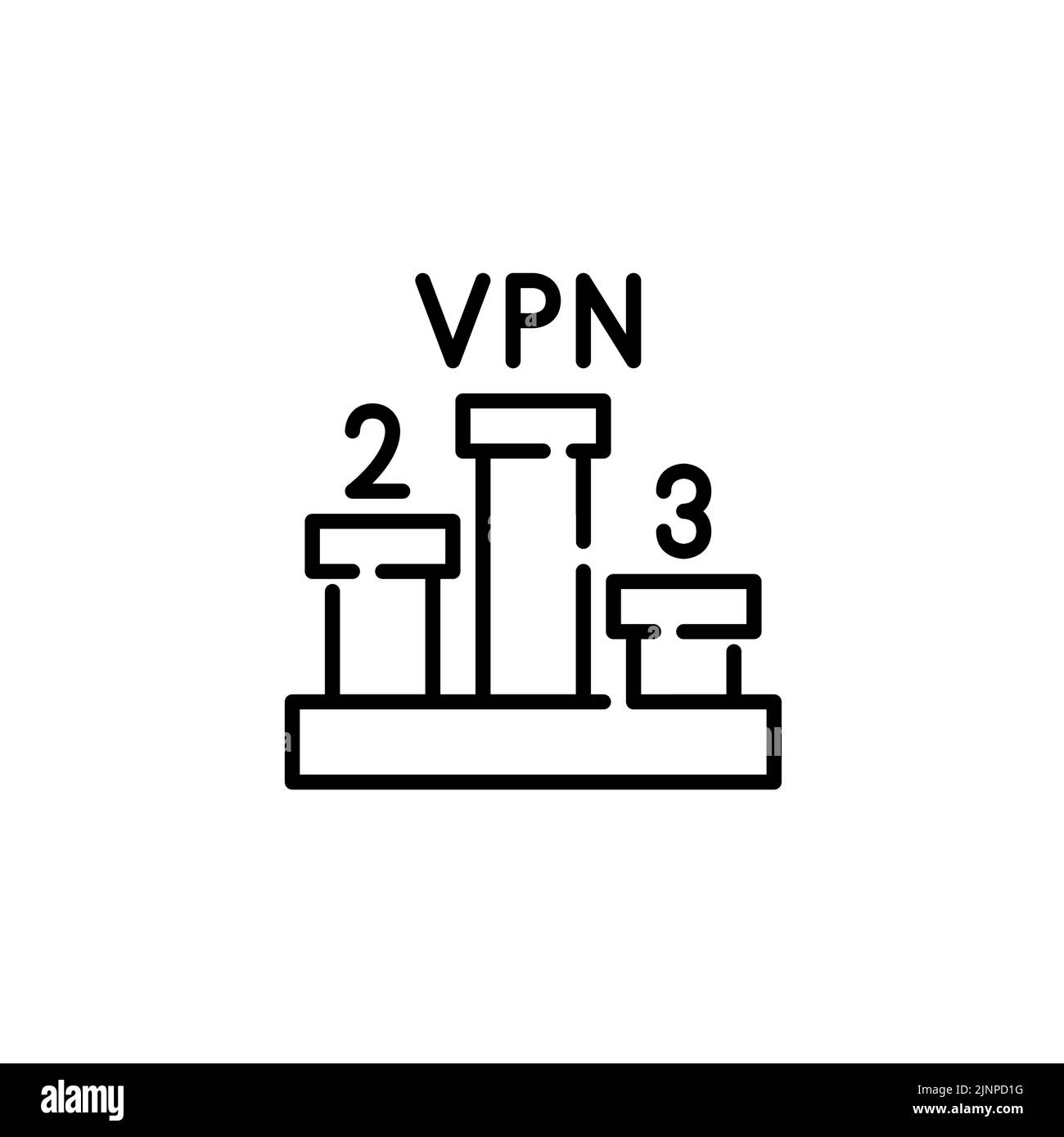 Am besten bewertetes VPN mit dem ersten Platz. Pixel-perfektes, bearbeitbares Strichsymbol Stock Vektor