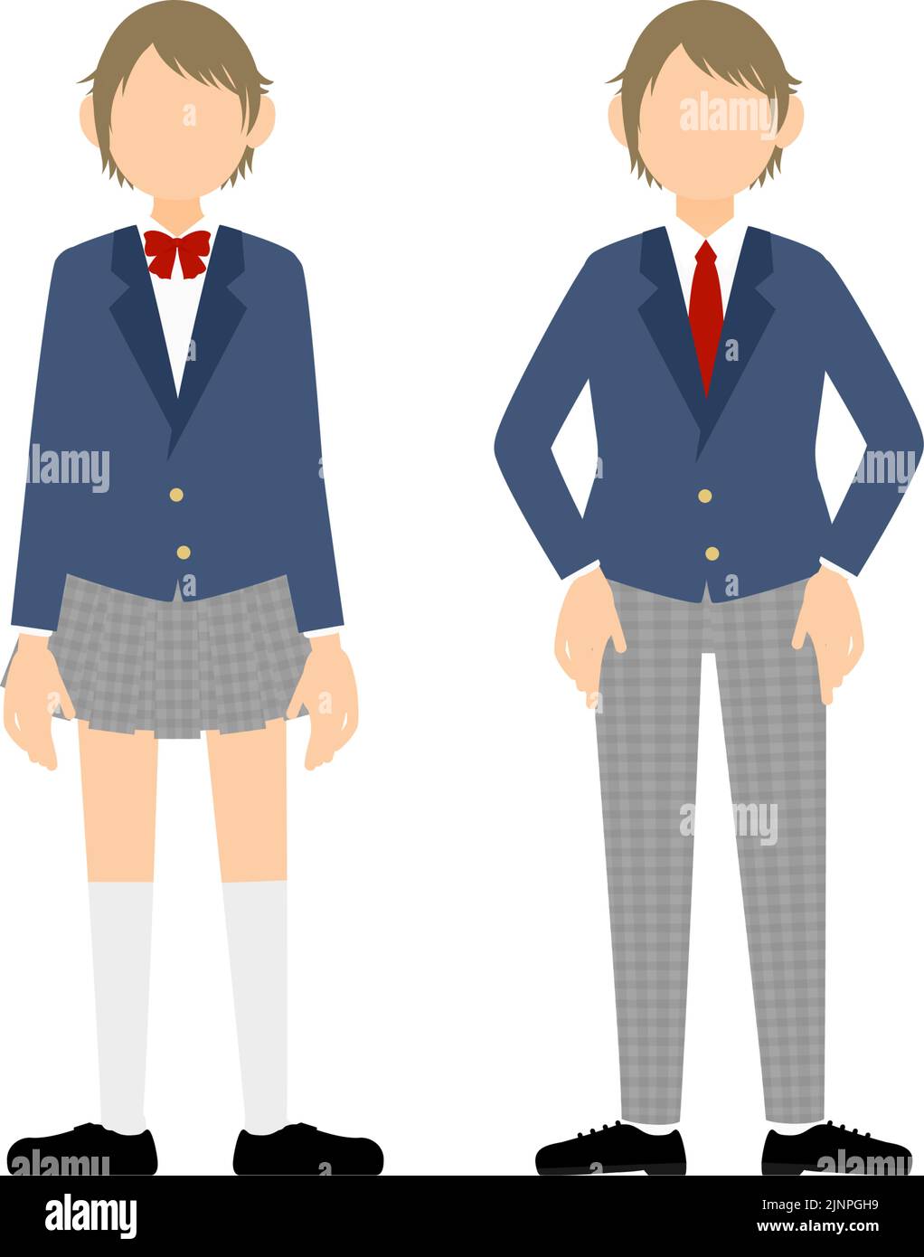 Geschlechtslose Uniformen, Mädchen tragen Jungen Uniformen Stock Vektor