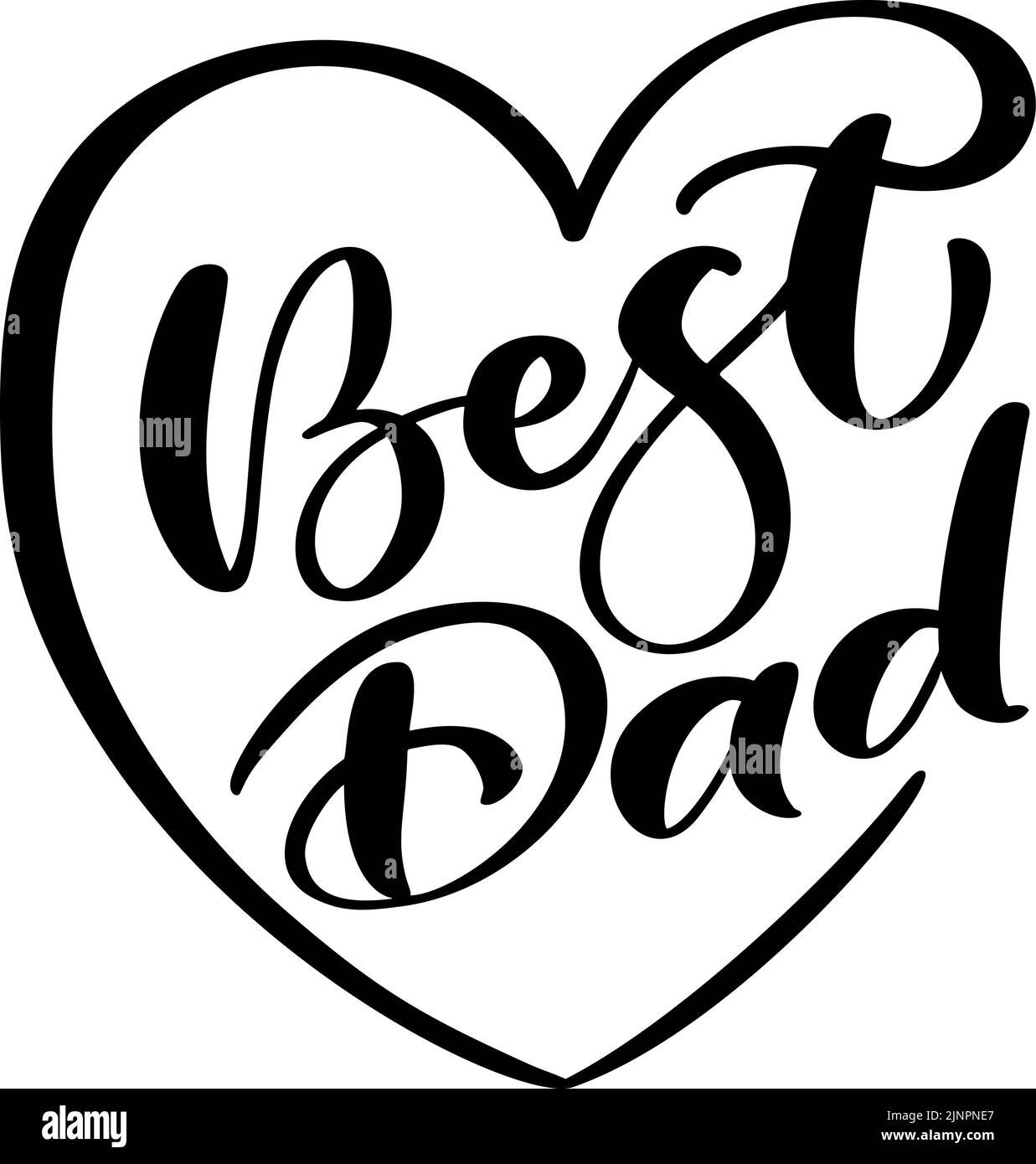 Handgeschriebener Vektor Kalligraphie Text Best Dad in Herz-Rahmen. Schriftzug Poster Liebe Familie flache Design Hintergrund. Handgezeichnetes Banner, Happy Fathers Day Stock Vektor