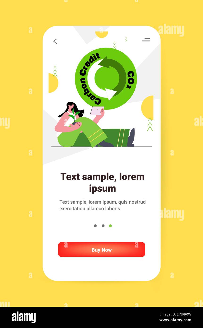 Frau mit Tablet-pc CO2 zu begrenzen Emissionen Idee Netto Null Emission Kohlenstoff Kredit kompensiert Öko-Fabrik Umweltschutz Stock Vektor