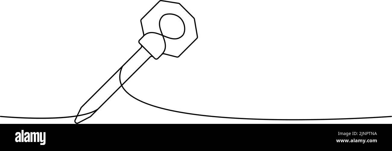 Eine Zeile durchgehende Zeichnung als Schlüssel. Home-Taste, fortlaufende Darstellung in einer Zeile. Vektor minimalistische lineare Illustration Stock Vektor