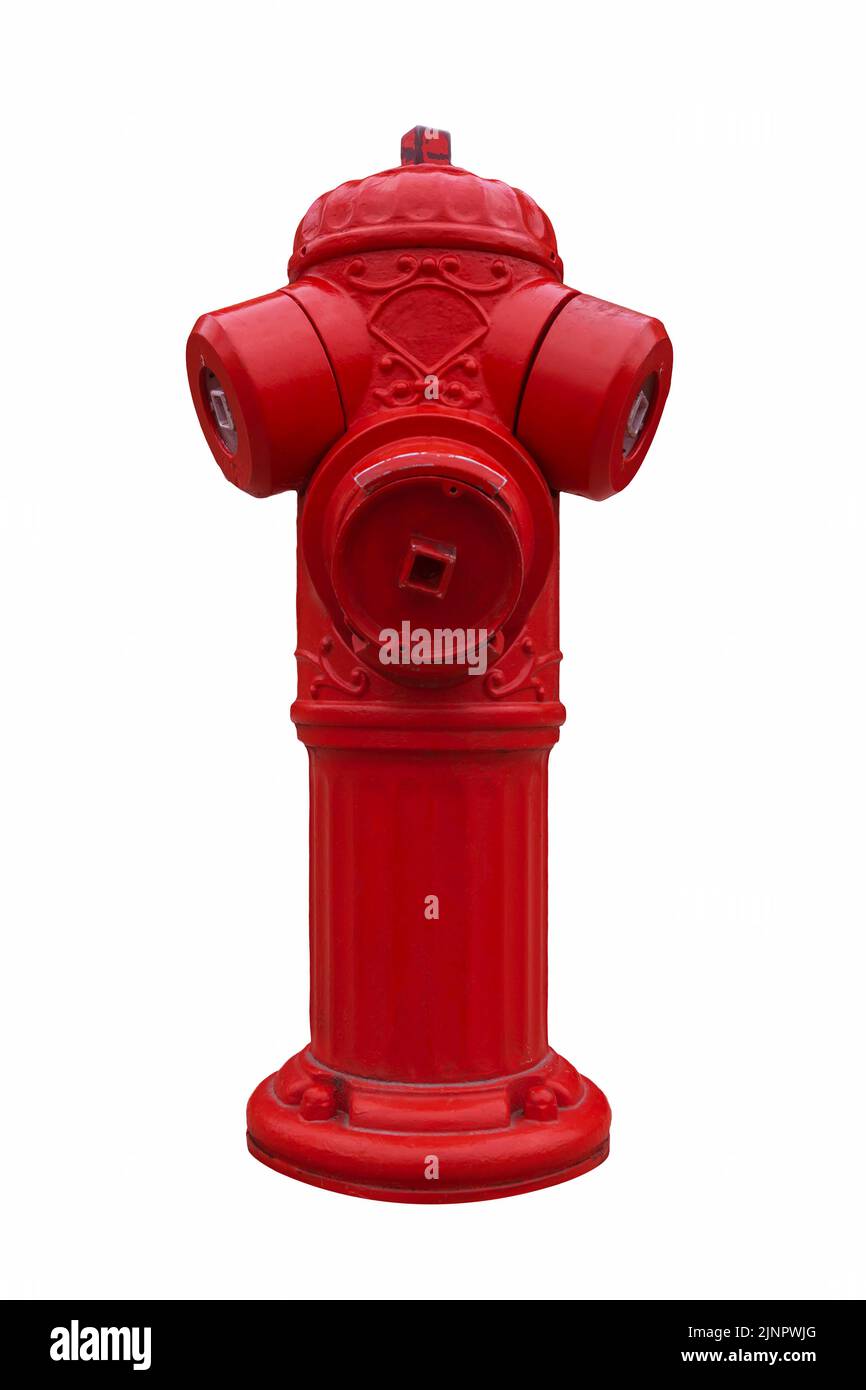 Red Fire Hydrant isoliert auf weißem Hintergrund Stockfoto