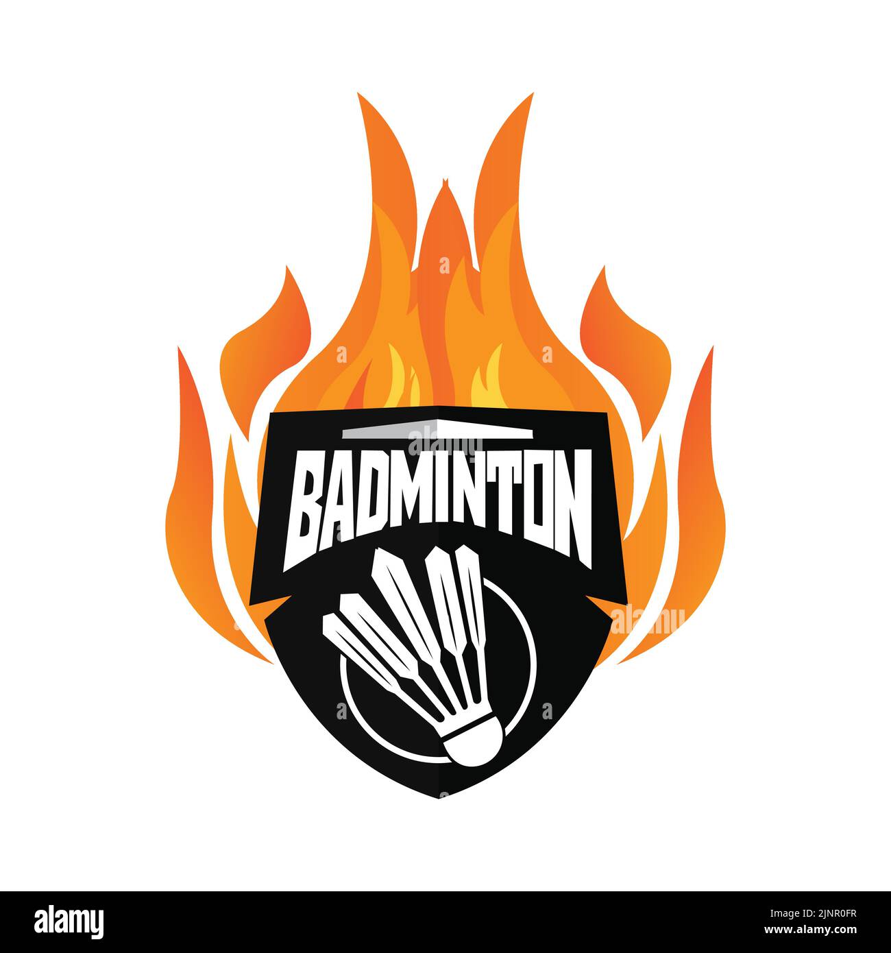 Badminton Logo Icon Vektor, Sportspieler, mit Schläger, Premium Retro-Konzept Stock Vektor