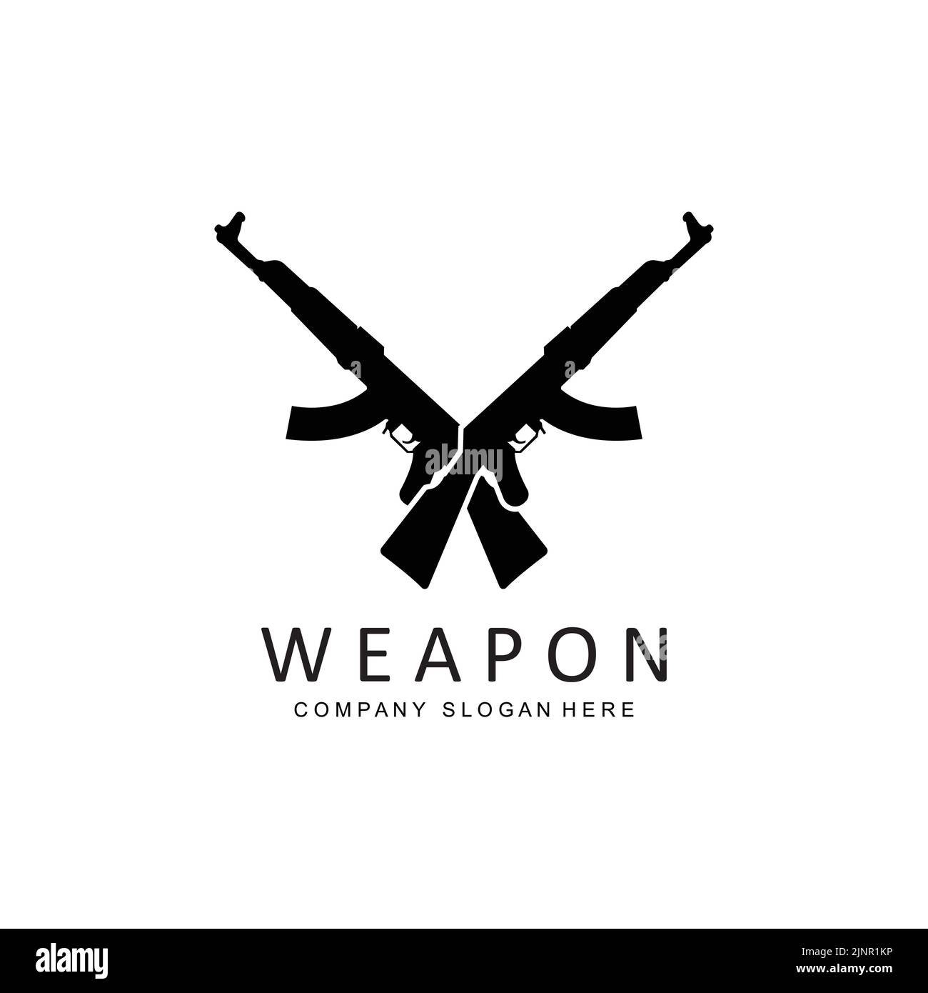 Symbol für den Vektor des automatischen Waffenlogos. Waffen bekämpfen ...