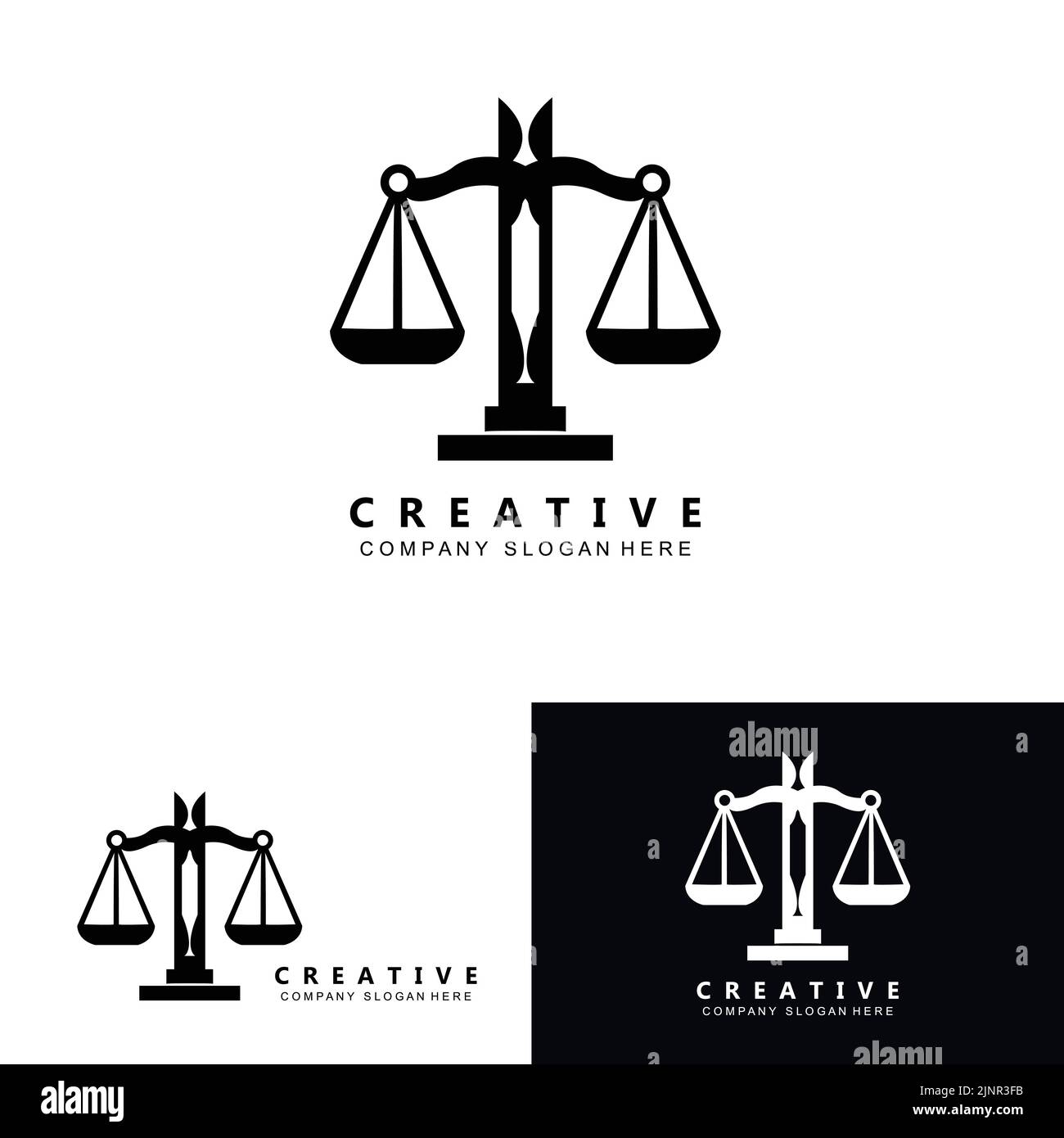 Logo-Vektor-Design für Rechtsanwalt oder Justizrecht, Symbolillustration Stock Vektor