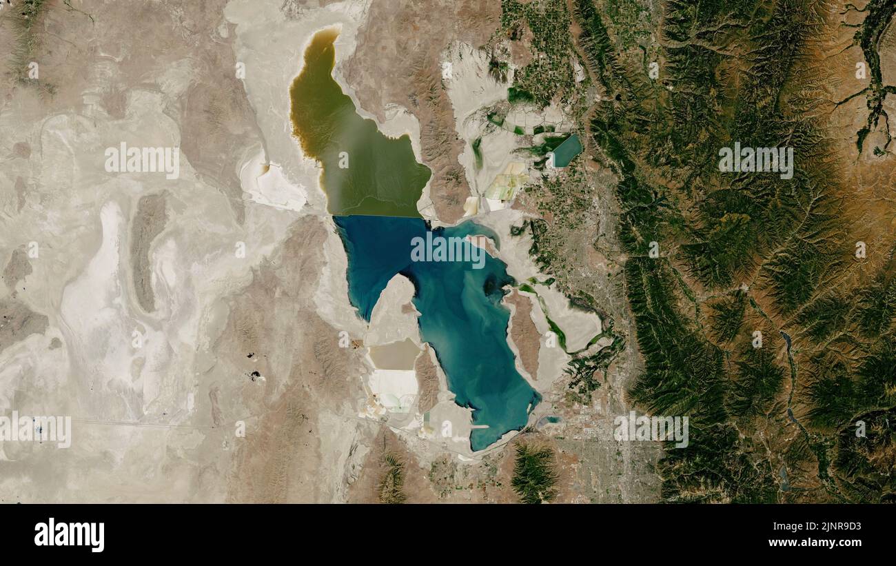 Luftaufnahme des Great Salt Lake, Utah, 2022 Stockfoto
