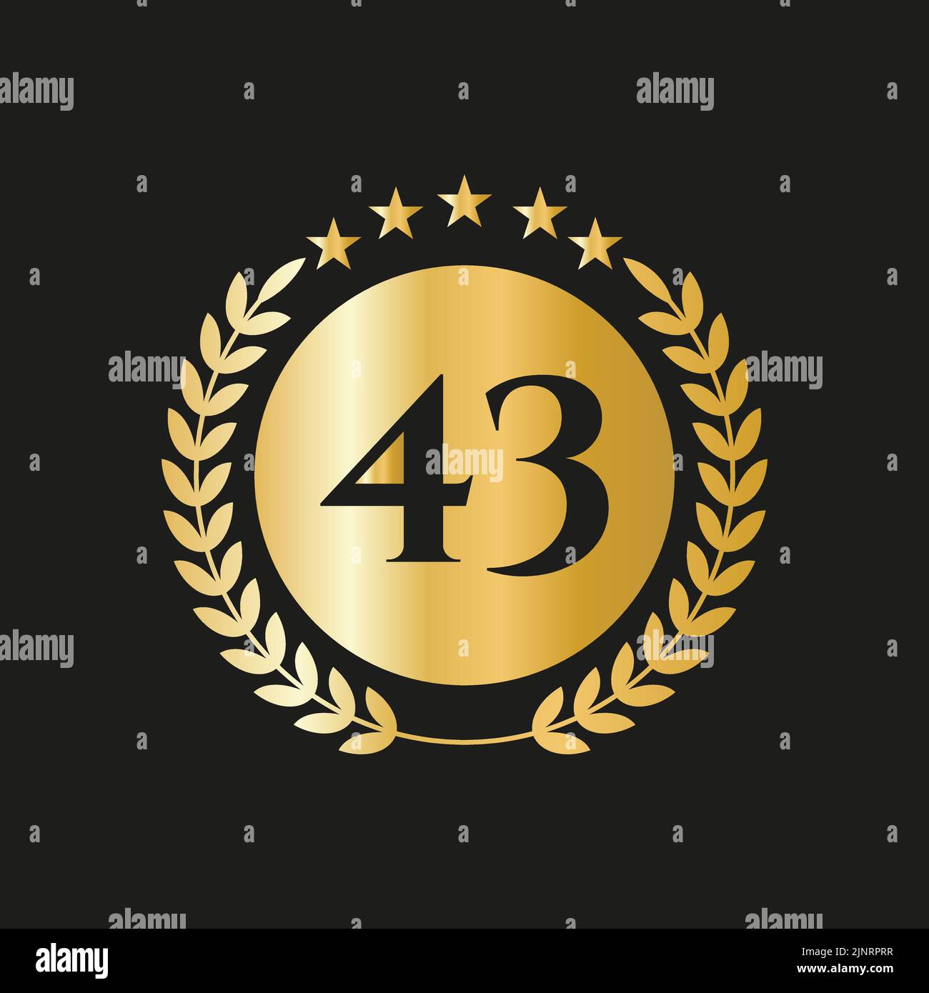 43 Jahre Jubiläumsfeier Icon Vektor Logo Design-Vorlage Mit Golden Concept Stock Vektor