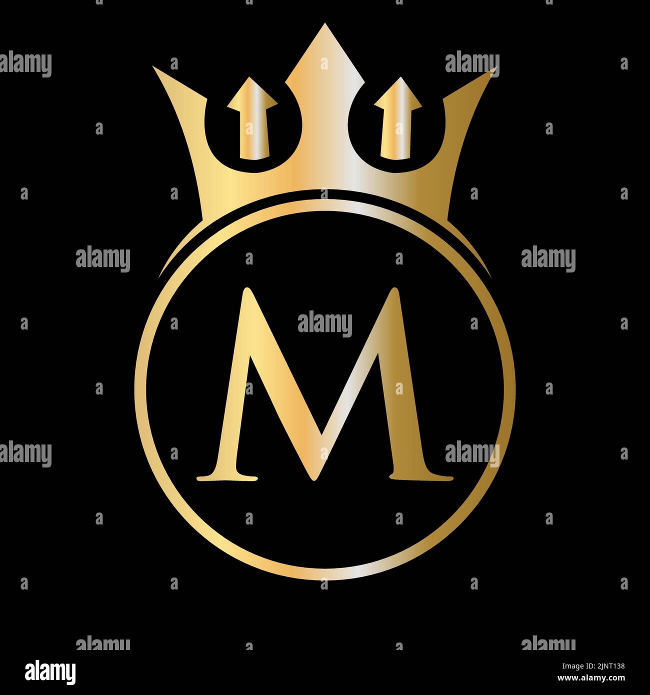 Luxusbuchstabe M Crown Logo. Kronenlogo auf Buchstabe M Vektor-Vorlage für Schönheit, Mode, Stern, elegantes Zeichen Stock Vektor