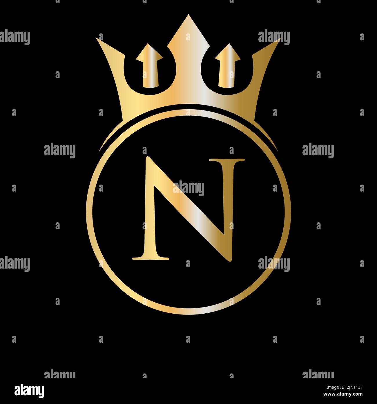 Luxusbuchstabe N Crown Logo. Kronenlogo auf Buchstabe N Vektor-Vorlage für Schönheit, Mode, Stern, elegantes Zeichen Stock Vektor