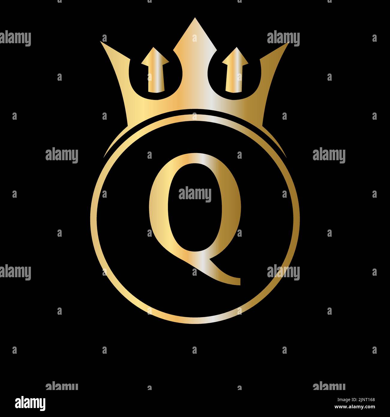 Luxusbuchstabe Q Crown Logo. Krone Logo auf Buchstabe Q Vektor-Vorlage für Schönheit, Mode, Stern, elegantes Zeichen Stock Vektor