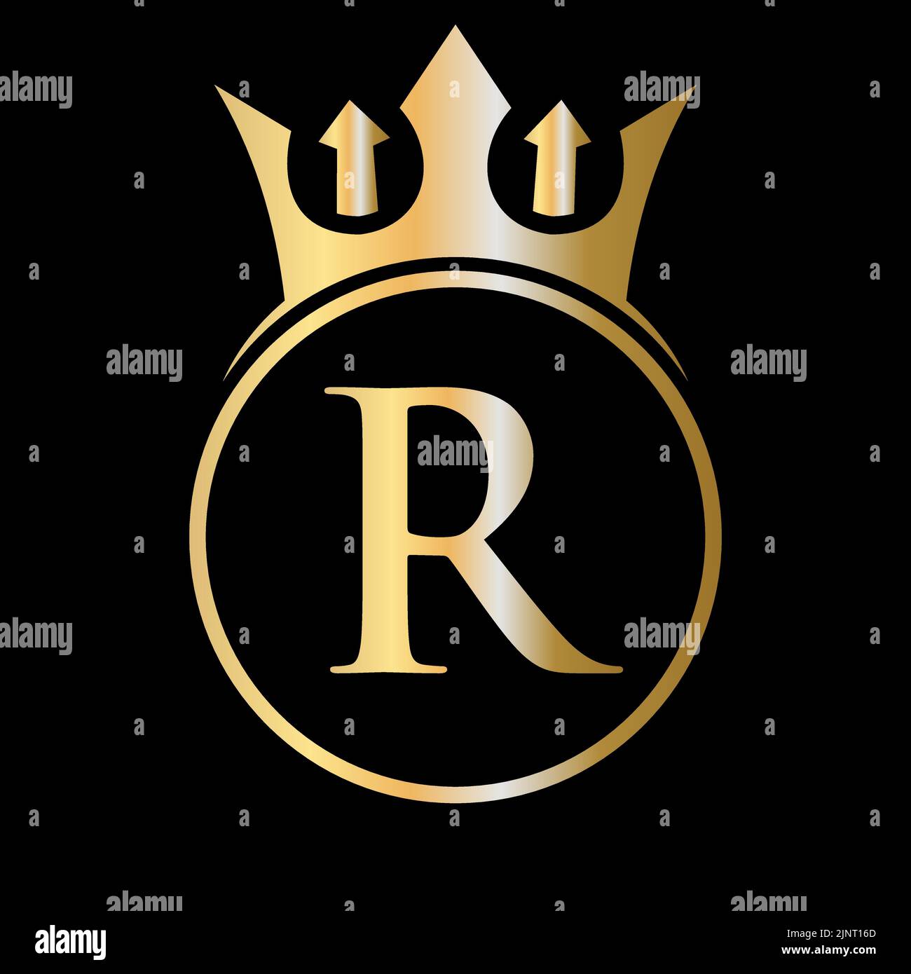 Luxusbuchstabe R Crown Logo. Kronenlogo auf Buchstabe R Vektor-Vorlage für Schönheit, Mode, Stern, elegantes Zeichen Stock Vektor